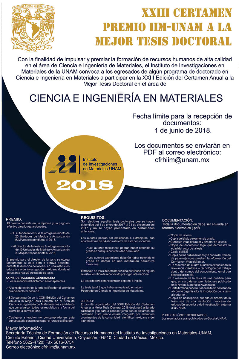 XXIII Certamen Premio IIM-UNAM a la mejor tesis doctoral